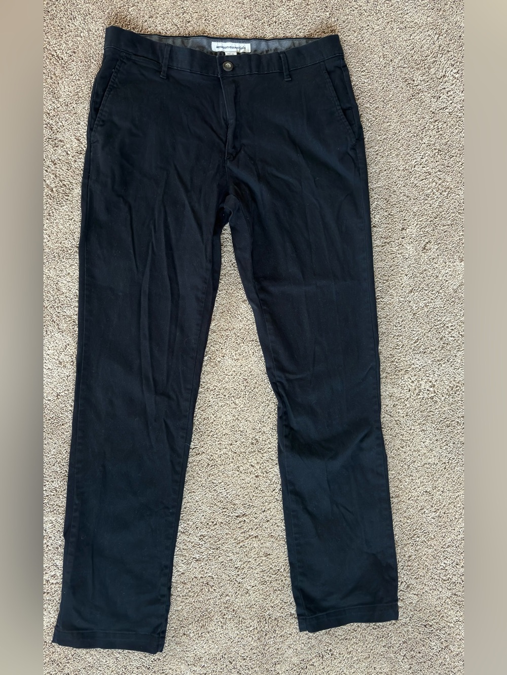 Amazon Essentials Men's Black Chino Pants - Straight Leg
